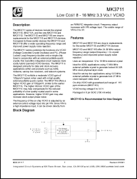 MK3711DTR datasheet: Low cost 8-16 MHz 3.3V VCXO MK3711DTR