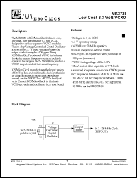 MK3721S datasheet: Low cost 3.3V VCXO MK3721S