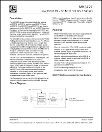 MK3727ATR datasheet: Low cost 24-36MHz  3.3V VCXO MK3727ATR