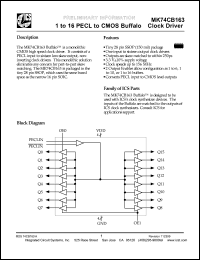 MK74CB163RTR datasheet: 1 to 16 PECL to CMOS buffalo clock driver MK74CB163RTR