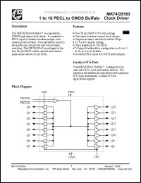 MK74CB163R datasheet: 1 to 16 PECL to CMOS buffalo clock driver MK74CB163R