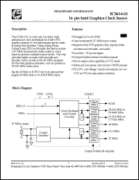 ICS614M-01T datasheet: 16 pin intel graphic clock source ICS614M-01T