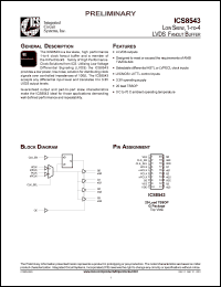 ICS8543BG datasheet: Low skew 1 to 4  LVDS fanout buffer ICS8543BG