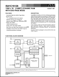 IS41C16128-40TI datasheet: 128K x 16(2-MBIT) dynamic RAM with edo fast page mode IS41C16128-40TI