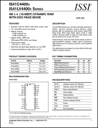 IS41LV44004-60JI datasheet: 3.3V 4M x 4(16-MBIT) dynamic RAM with  edo page mode IS41LV44004-60JI