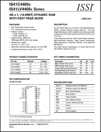 IS41C44052-60JI datasheet: 5V 4M x 4(16-MBIT) dynamic RAM with  fast page mode IS41C44052-60JI