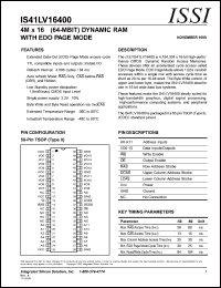 IS41LV16400-50T datasheet: 5V 4M x 16(64-MBIT) dynamic RAM with edo page mode IS41LV16400-50T