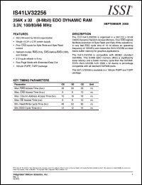 IS41LV32256-28TQ datasheet:  256K x 32(8-MBIT) edo dynamic RAM 3.3V 100/83/66MHz IS41LV32256-28TQ