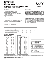 IS41LV16256-60TI datasheet: 3.3V 256K x 16(4-MBIT)  dynamic RAM with edo page mode IS41LV16256-60TI