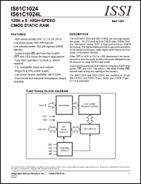 IS61C1024-12K datasheet: 128K x 8 high-speed CMOS static RAM IS61C1024-12K