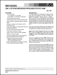 IS61C632A-5TQ datasheet: 32K x 32 synchronous pipelined static RAM IS61C632A-5TQ