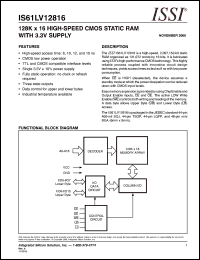 IS61LV12816-8B datasheet: 128K x 16 high-speed CMOS static RAM with 3.3V supply IS61LV12816-8B