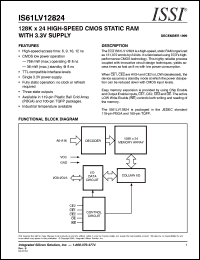 IS61LV12824-12BI datasheet: 128K x 24 high-speed CMOS static RAM with 3.3V supply IS61LV12824-12BI