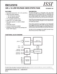 IS61LV3216-15K datasheet: 32K x 16 low voltage CMOS static RAM IS61LV3216-15K