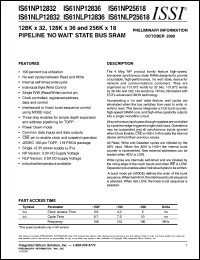 IS61NP25618-5TQI datasheet: 256K x 18 pipeline no wait state bus sram IS61NP25618-5TQI