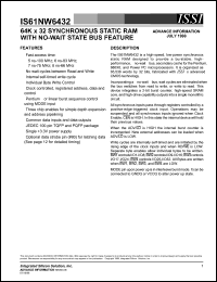 IS61NW6432-6TQ datasheet: 64K x 32 synchronous static RAM with no-wait srare bus feature IS61NW6432-6TQ