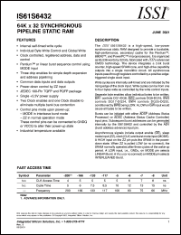 IS61S6432-6PQ datasheet: 64K x 32 synchronous pipeline static RAM IS61S6432-6PQ