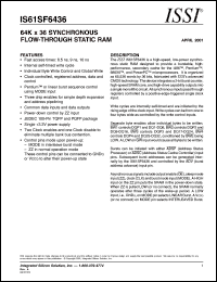 IS61SF6436-10PQ datasheet: 64K x 36 synchronous flow-through static RAM IS61SF6436-10PQ