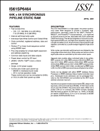 IS61SP6464-133PQ datasheet: 64K x 64 synchronous pipeline static RAM IS61SP6464-133PQ