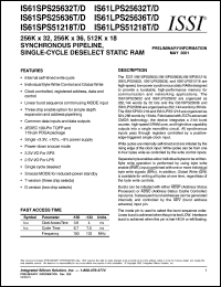 IS61SPS25636D-133TQI datasheet: 256K x 36 synchronous pipeline, single-cycle deselect  static RAM IS61SPS25636D-133TQI