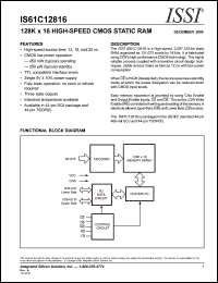 IS61C12816-12TI datasheet: 128K x 16 high-speed CMOS static RAM IS61C12816-12TI