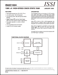 IS62C1024-70TI datasheet: 128K x 8 high-speed CMOS static RAM IS62C1024-70TI