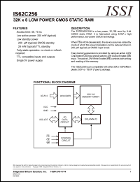 IS62C256-45T datasheet: 32K x 8 low power CMOS static RAM IS62C256-45T