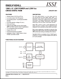 IS62LV1024LL-70Q datasheet: 128K x 8 low power and low Vcc CMOS static RAM IS62LV1024LL-70Q