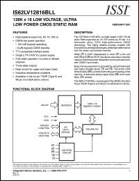 IS62LV12816BLL-70BI datasheet: 128K x 16  low voltage, ultra low power CMOS static RAM IS62LV12816BLL-70BI