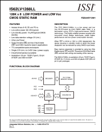 IS62LV1288LL-55QI datasheet: 128K x 8  low  power and low Vcc CMOS static RAM IS62LV1288LL-55QI