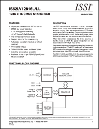 IS62LV12816L-10T datasheet: 128K x 16 CMOS static RAM IS62LV12816L-10T