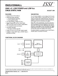 IS62LV2568ALL-85H datasheet: 256K x 16 low power and low Vcc CMOS static RAM IS62LV2568ALL-85H