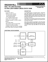 IS62U6416LL-20B datasheet: 64K x 16 low voltage, ultra-low power CMOS static RAM IS62U6416LL-20B