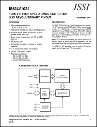 IS63LV1024-15K datasheet: 128K x 8 high-speed  CMOS static RAM 3.3V revolutionary pinout IS63LV1024-15K