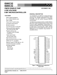 IS80C32-12PLI datasheet:  CMOS single chip low voltage 8-bit microcontroller IS80C32-12PLI