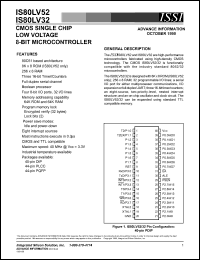 IS80LV52-24PLI datasheet:  CMOS single chip low voltage 8-bit microcontroller IS80LV52-24PLI