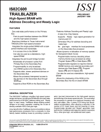 IS82C600-8B datasheet: Trailblazer  High-speed SRAM with address decoding and ready logic IS82C600-8B