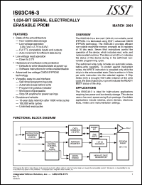 IS93C46-3PI datasheet: 1,024-bit serial electrically erasable PROM IS93C46-3PI