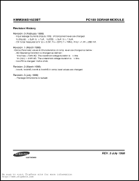 KMM366S1623BT-G8 datasheet: PC100 SDRAM module. 125 MHz, 8 ns speed KMM366S1623BT-G8