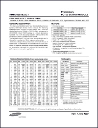 KMM366S1623CT-GH datasheet: PC100 SDRAM module. 100 MHz, 10 ns speed KMM366S1623CT-GH