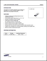 KA2213 datasheet: 1 Chip tape recorder system KA2213