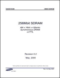 K4S561632B-TC/L1L datasheet: 4M x 16bit x 4 banks synchronous DRAM. 256 Mbit SDRAM. Max freq. 100 MHz (CL=3), interface LVTTL. K4S561632B-TC/L1L