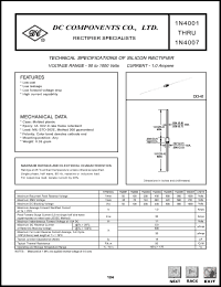 1N4001 datasheet: Silicon rectifier 1N4001