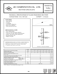 1N4005G datasheet: Glass passivated rectifier 1N4005G