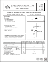 6A05G datasheet: 6.0A glass passivated rectifier 6A05G