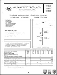 BY298 datasheet: 2.0A fast recovery rectifier BY298