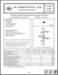 BY398 datasheet: 3.0A fast recovery rectifier BY398