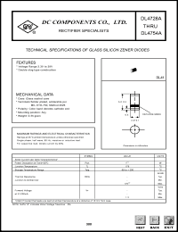 DL4728A datasheet: 76 mA glass silicon zener diode DL4728A