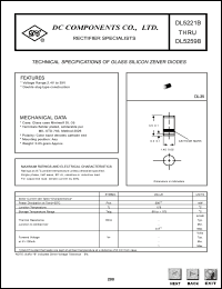 DL5221B datasheet: 2.4 V glass silicon zener diode DL5221B