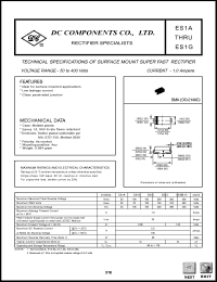 ES1A datasheet: 1.0A surface mount super fast rectifier ES1A